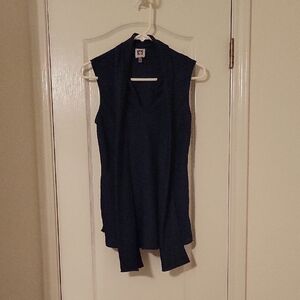 Anne Klein Sleeveless Navy Layered V-Neck Top